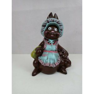 Vintage Byron Molds Hand-Painted Mother Rabbit & Baby Bunnies Easter 10"Figurine